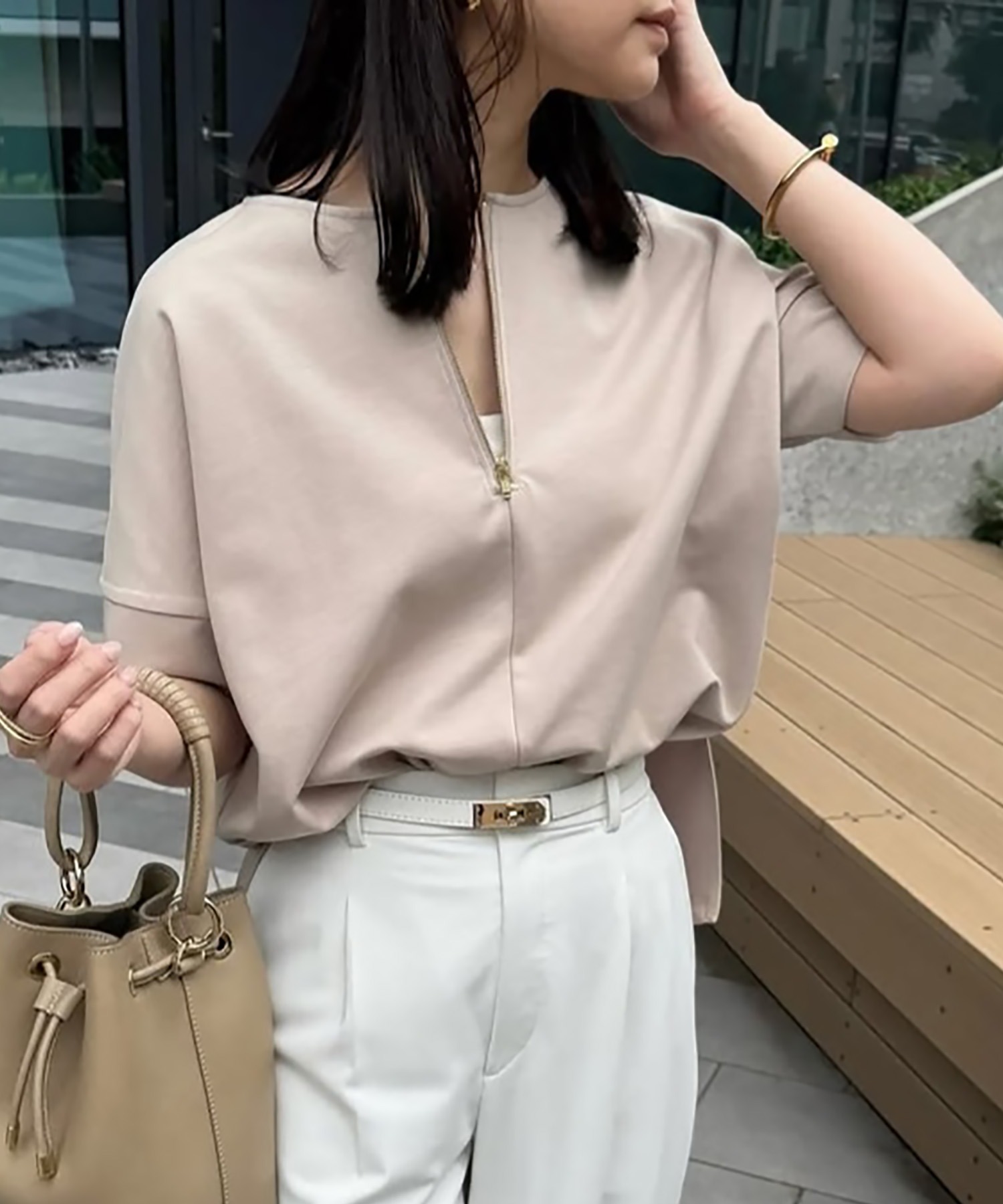 エマたん商店 ライトダンボールジップキーネックドルマンプルオーバー Emma Taylor