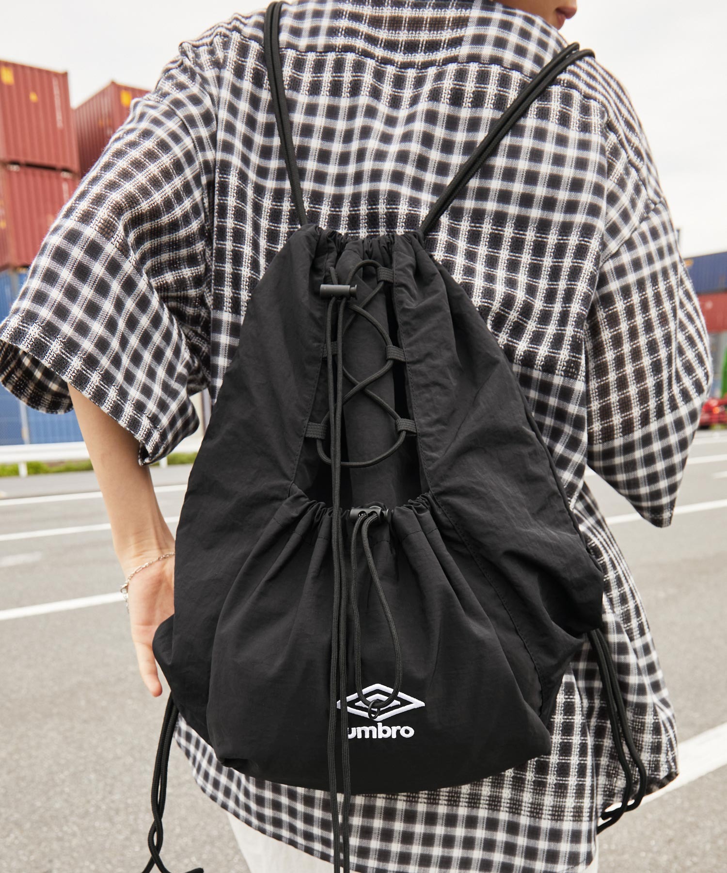 UMBRO/アンブロ 別注 ロゴ刺繍 ナイロン ドローコード