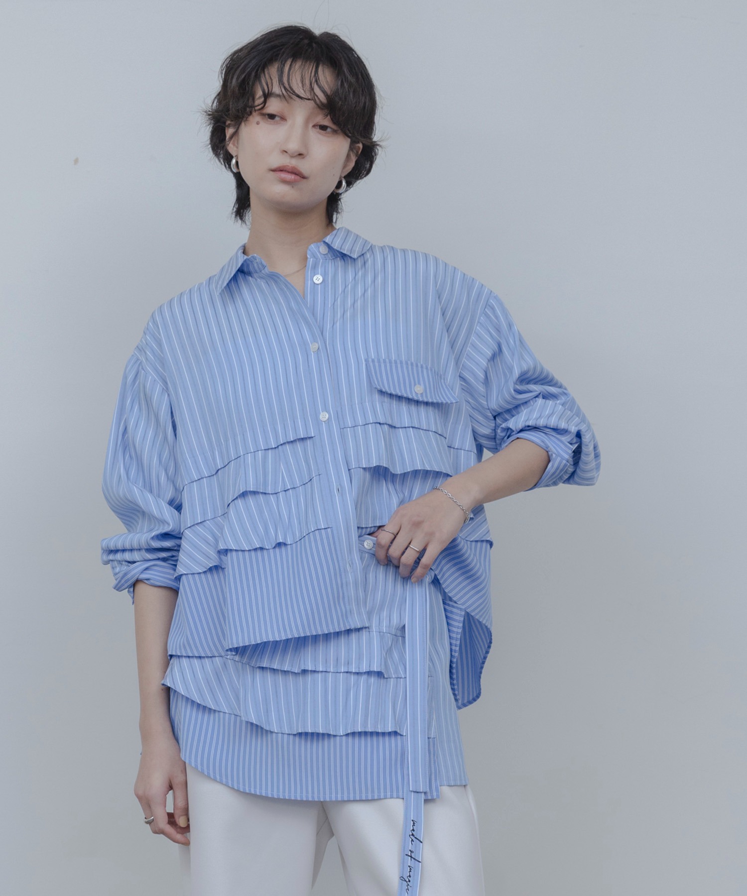 ティアードフリルストライプシャツ Eimee Law│Eimee Law & LHELBIE