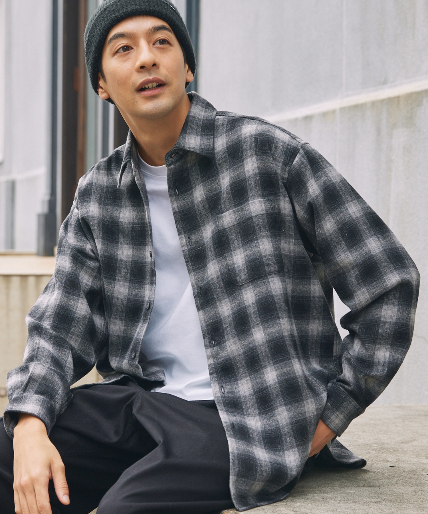 ソフトネル レギュラーカラー長袖チェックシャツ【THE CRAFT CREW