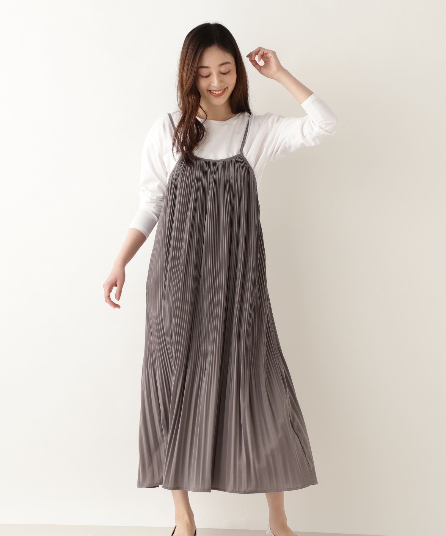 洗える 値引き プリーツキャミワンピース