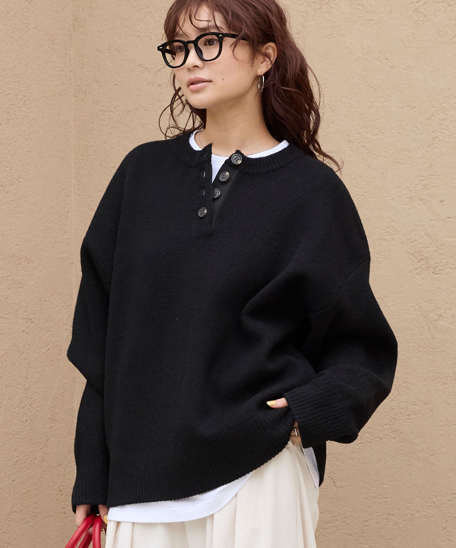 ヘンリーネックジャガードニットプルオーバー【THE CRAFT CREW