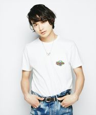 HYS MOTELプリント ポケ付Tシャツ