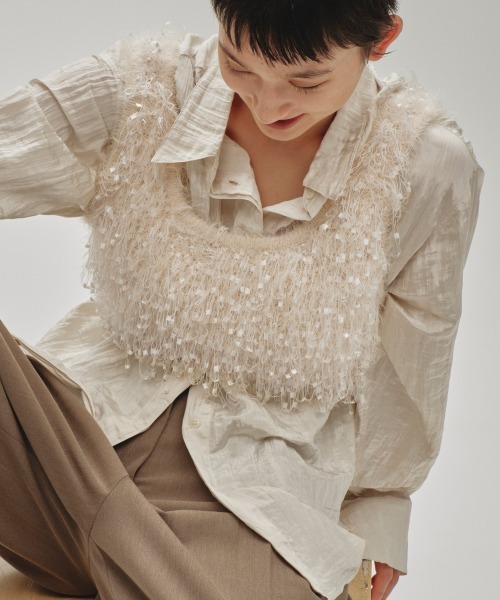 ànukeFringe Knit Bustier✨アイボリー Fringe Knit Bustier