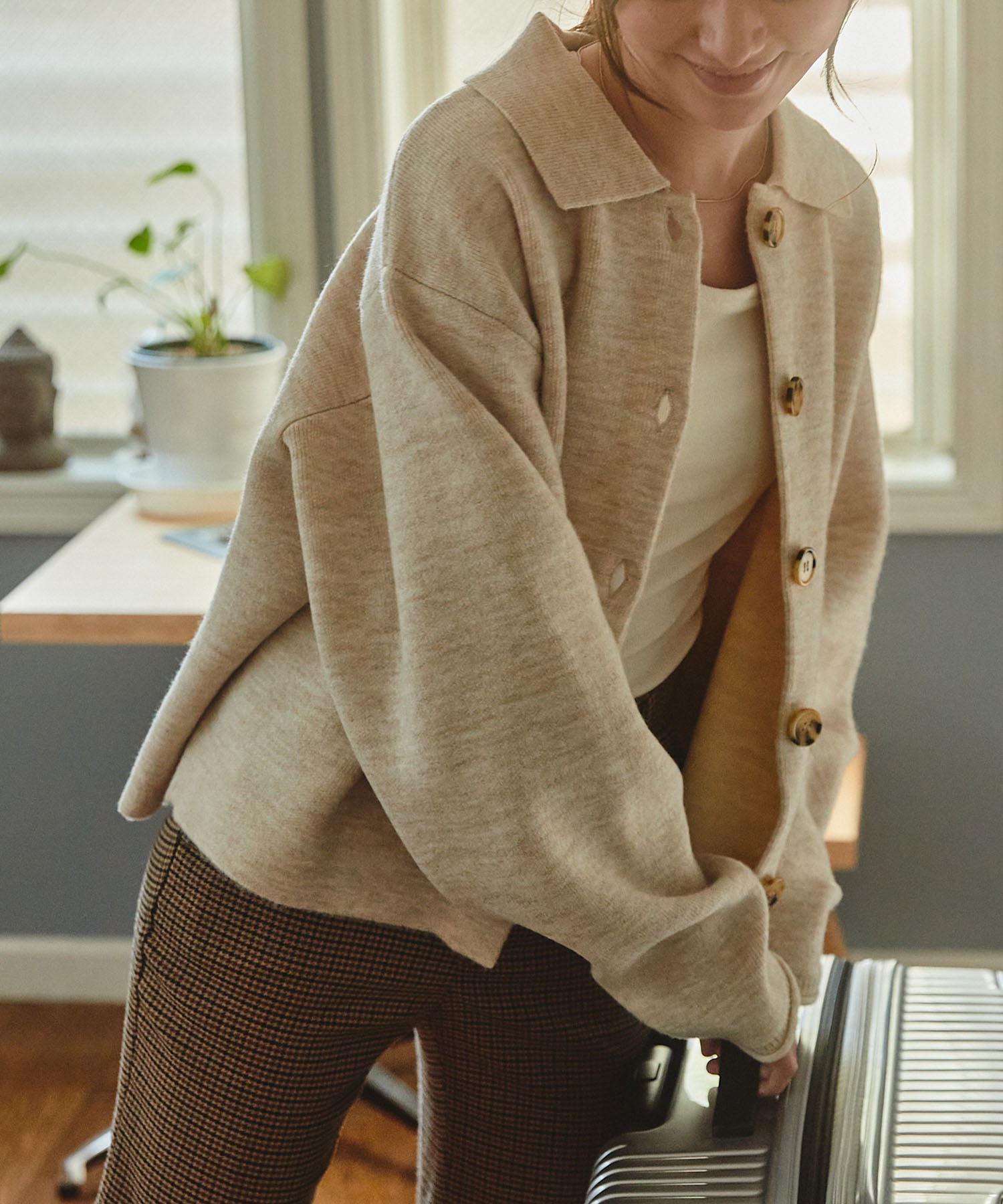 襟付きジャガードニットカーディガン【THE CRAFT CREW PRODUCTS