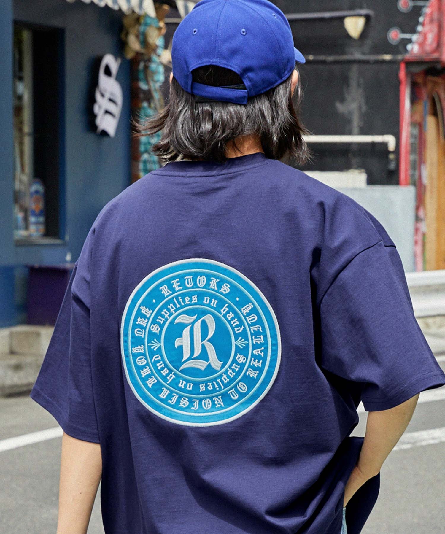 【retock's】サークルグラフィティ ナイロン刺繍 ビッグシルエット半袖Tシャツ
