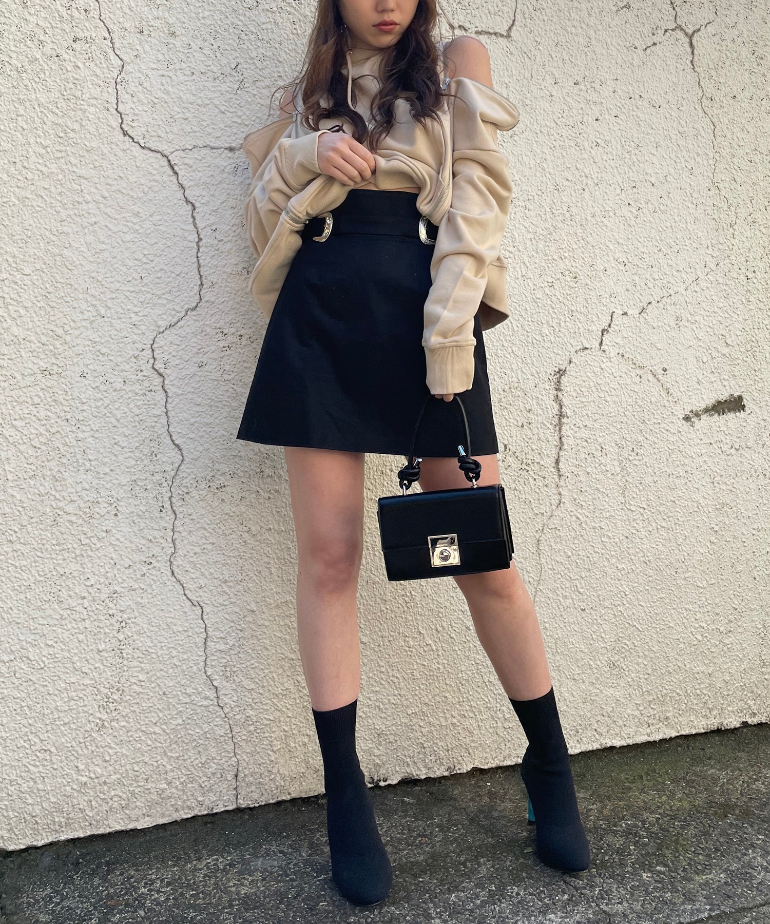 AMBIDEX Store ○春の香りの水彩プリント スカート(F オレンジ