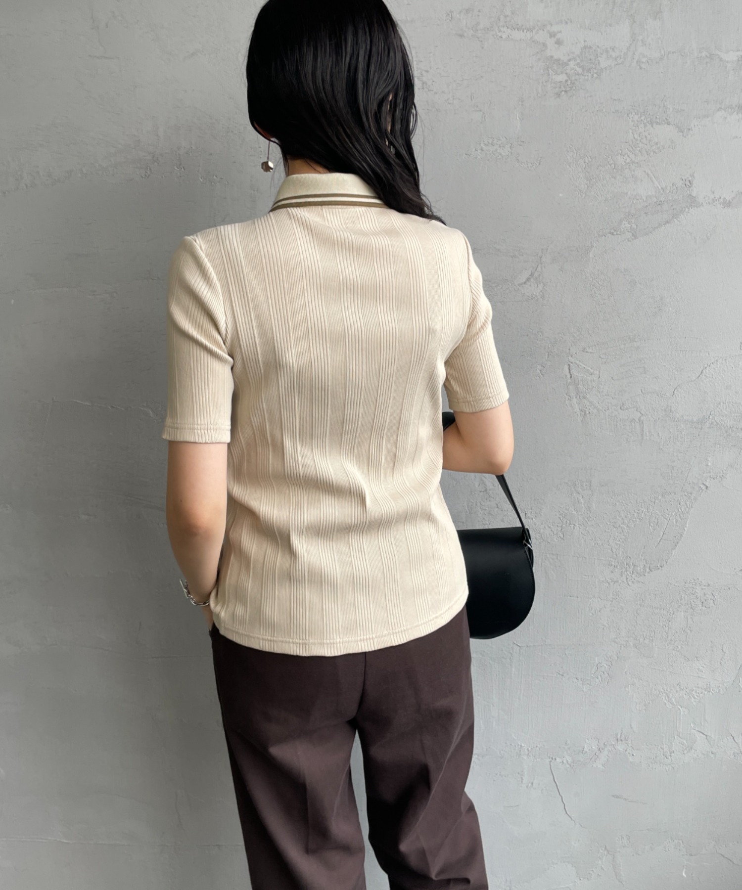 FRED PERRY/フレッドペリー] 別注 ツインティップライン リブポロシャツ