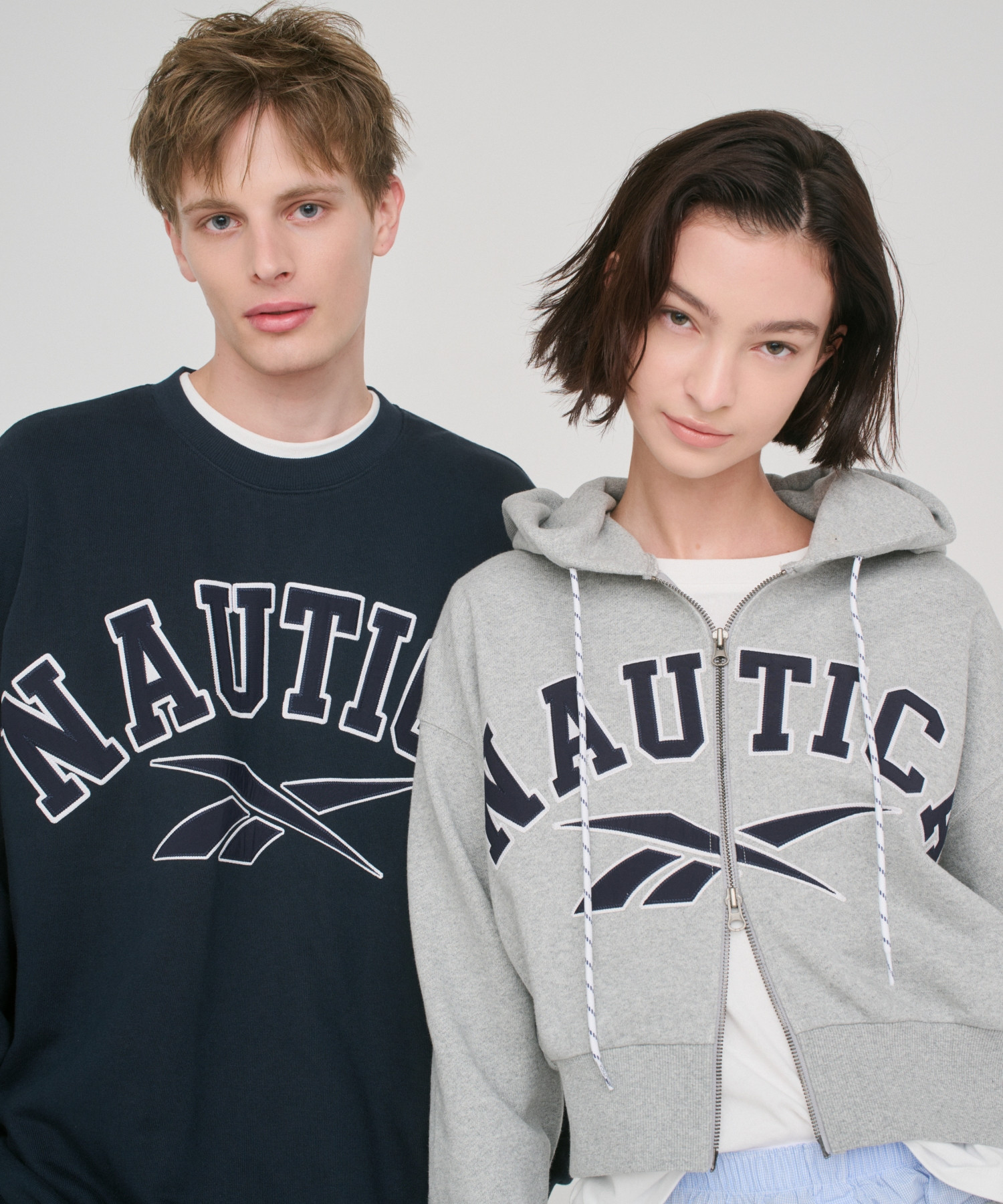Reebok × NAUTICA — HEBREW White Double-Name Arch logo jacket (Exclusive)