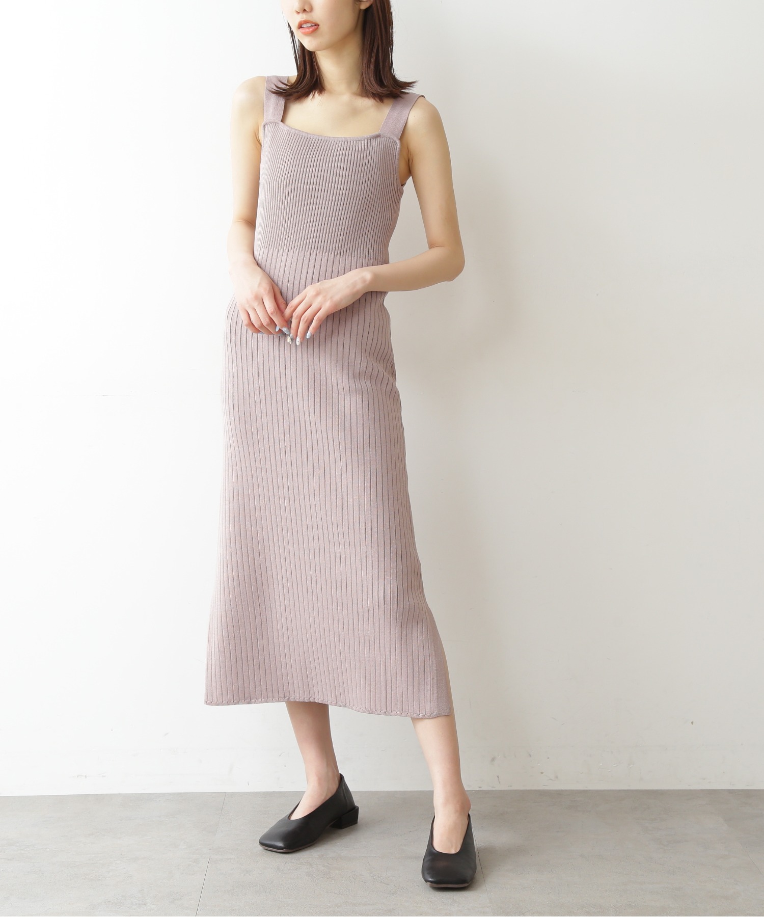 異ピッチリブニットバスト切替キャミワンピース Gaza Cch Ps