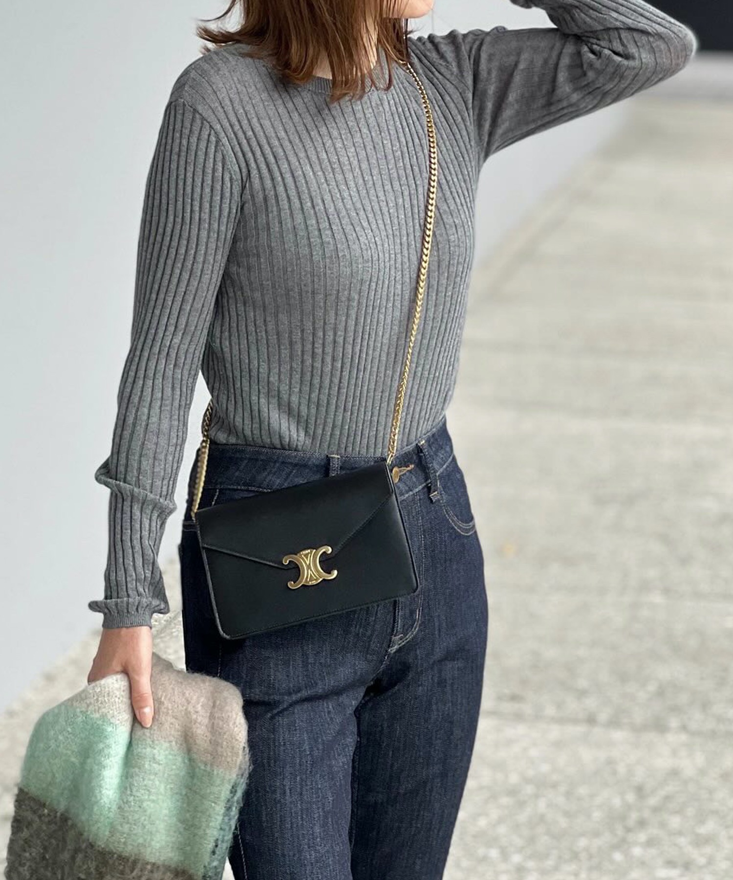 春ニット】シアーリブクルーネックニットプルオーバー Emma