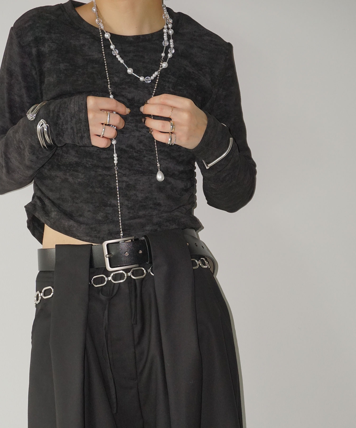 パール × ビーズ ミックスラリエットネックレス cha25a007