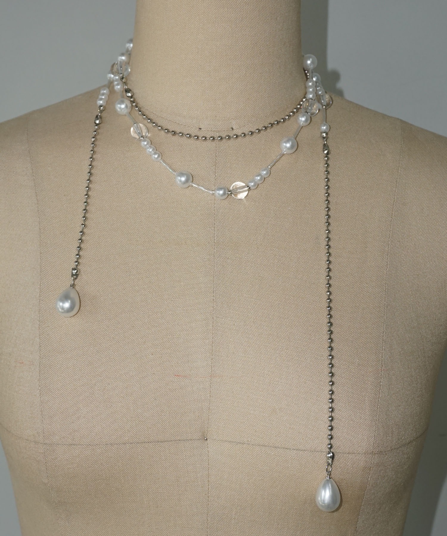 パール × ビーズ ミックスラリエットネックレス cha25a007
