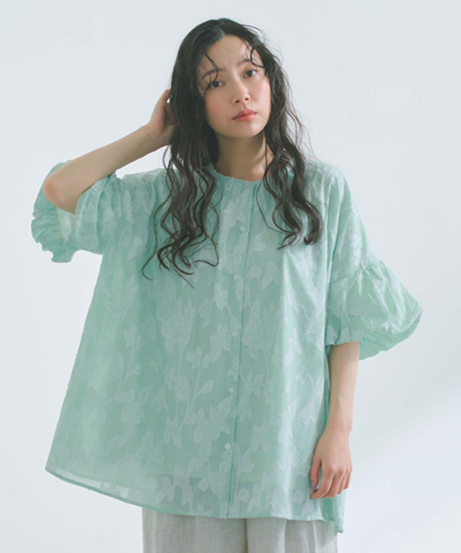 Дабл флоунт стайл — рубашка‑джагер (Double front stripe jagard blouse)