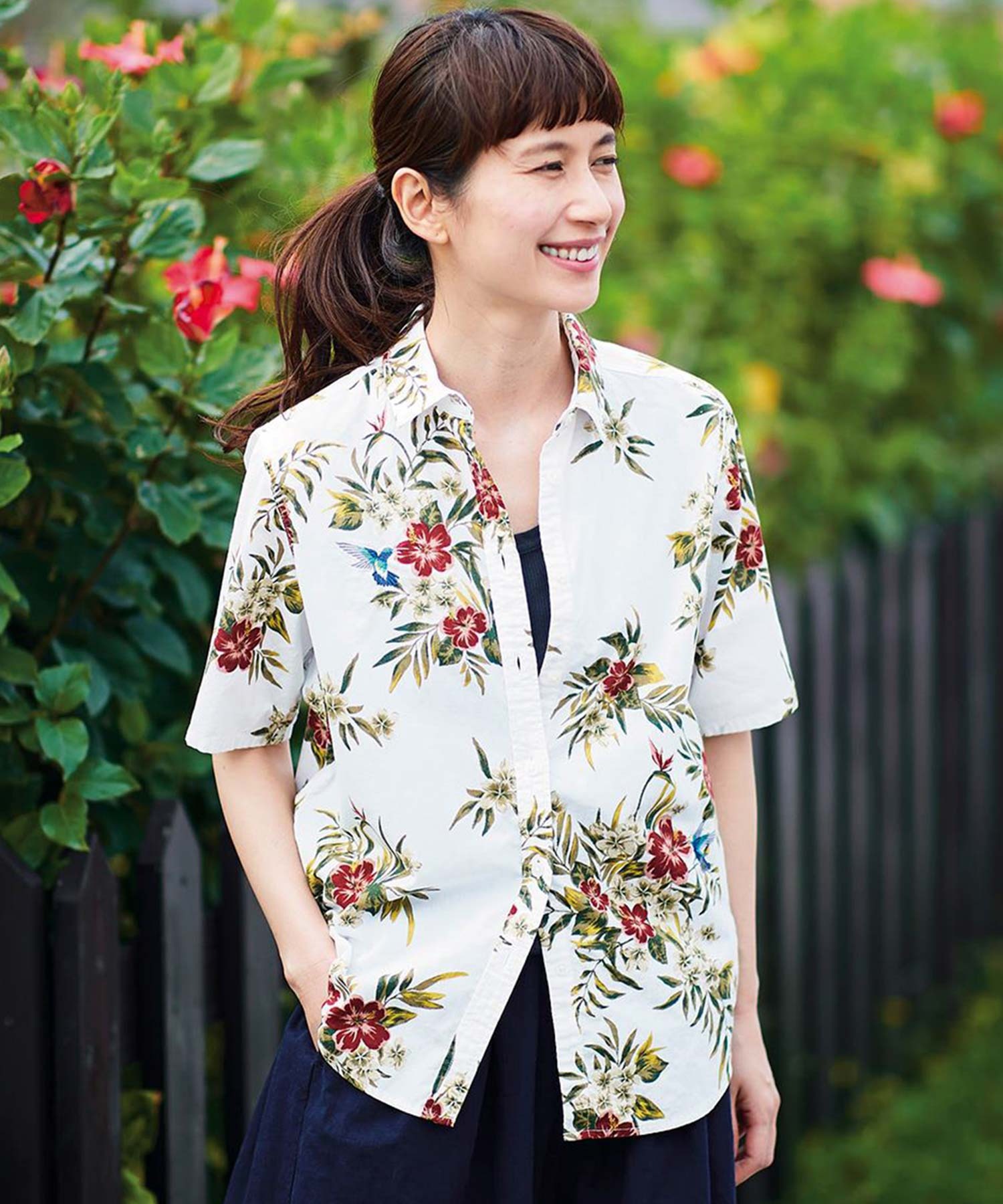 サニークラウズ 商品 はちどりアロハシャツ レディース