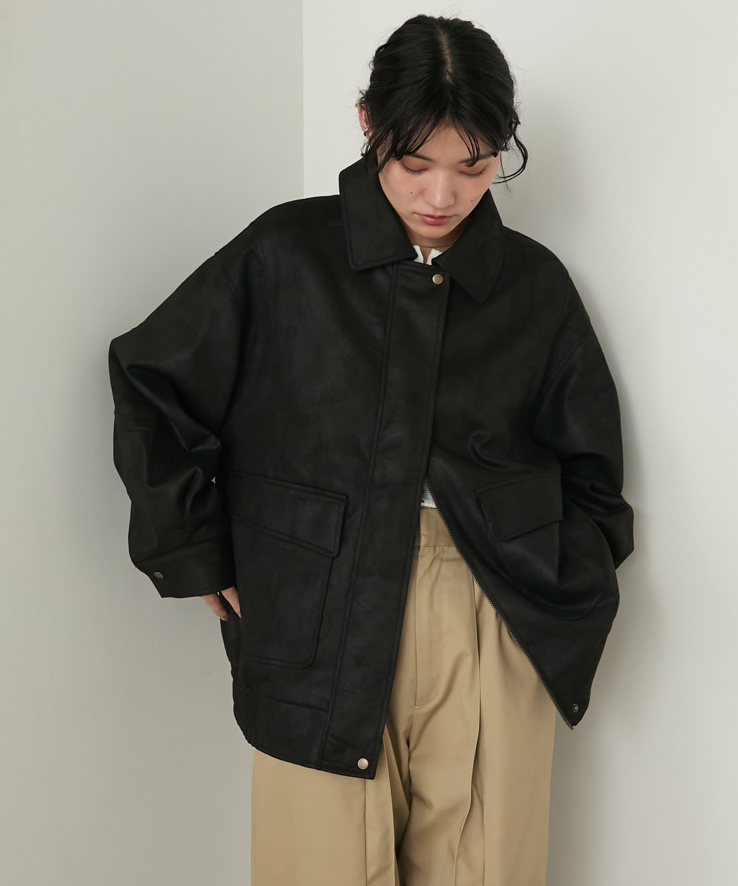 暖かいな forksy.】ヴィンテージライクオーバーサイズビッグポケット