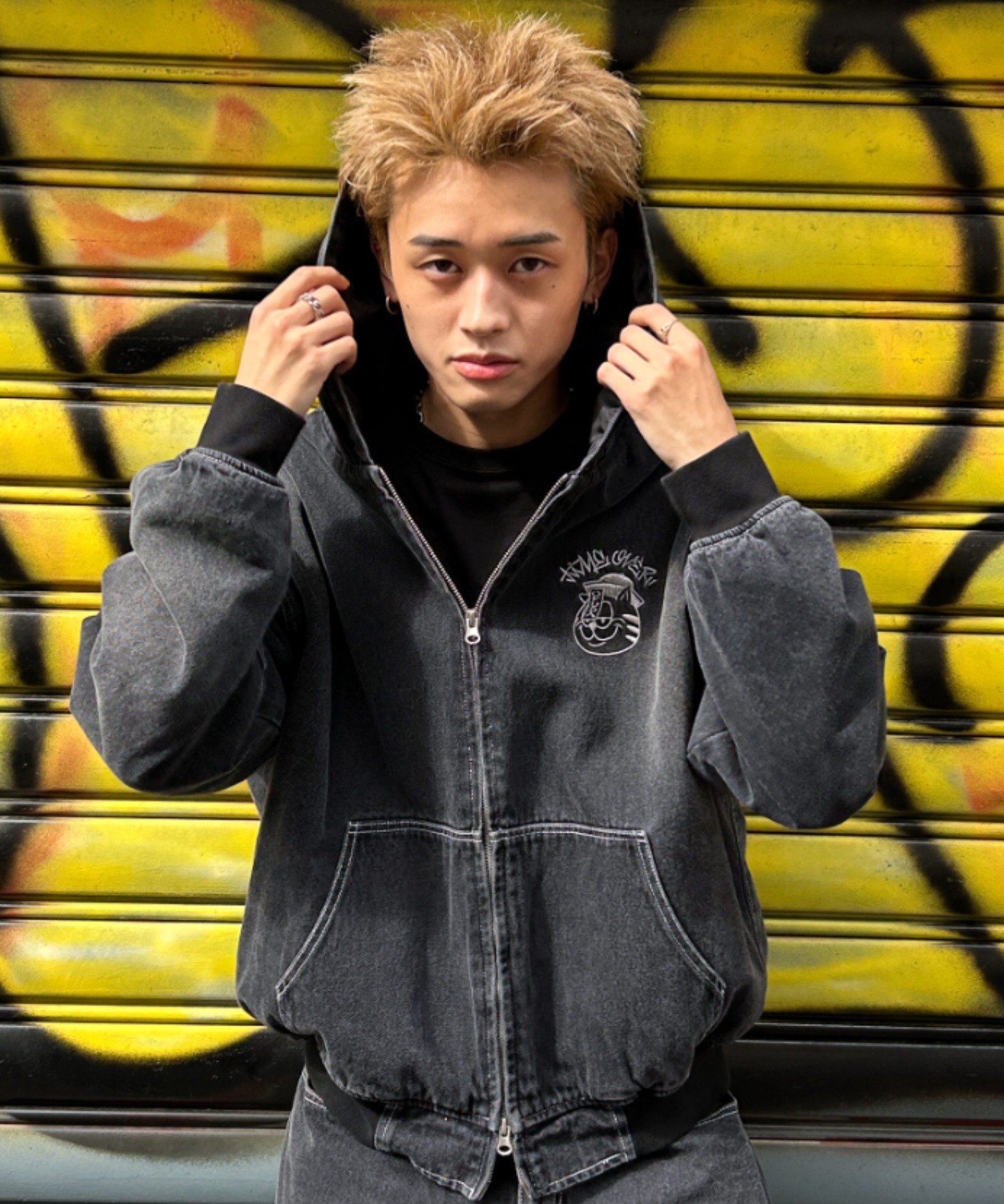 アウター ジャケット ブラック オーバー エレガント デニム 韓国 韓国 服 レディース デニムジャケット オーバーサイズ