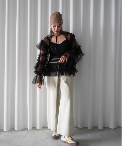 BLACK TULLE RAFFLE CAMI TOP