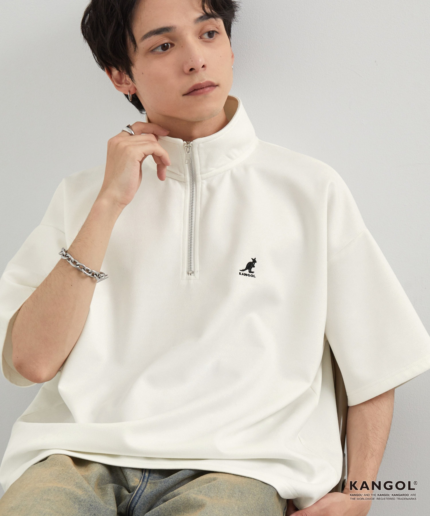 KANGOL/カンゴール 別注 ロゴ ワンポイント刺繍ブラッシュドハーフ