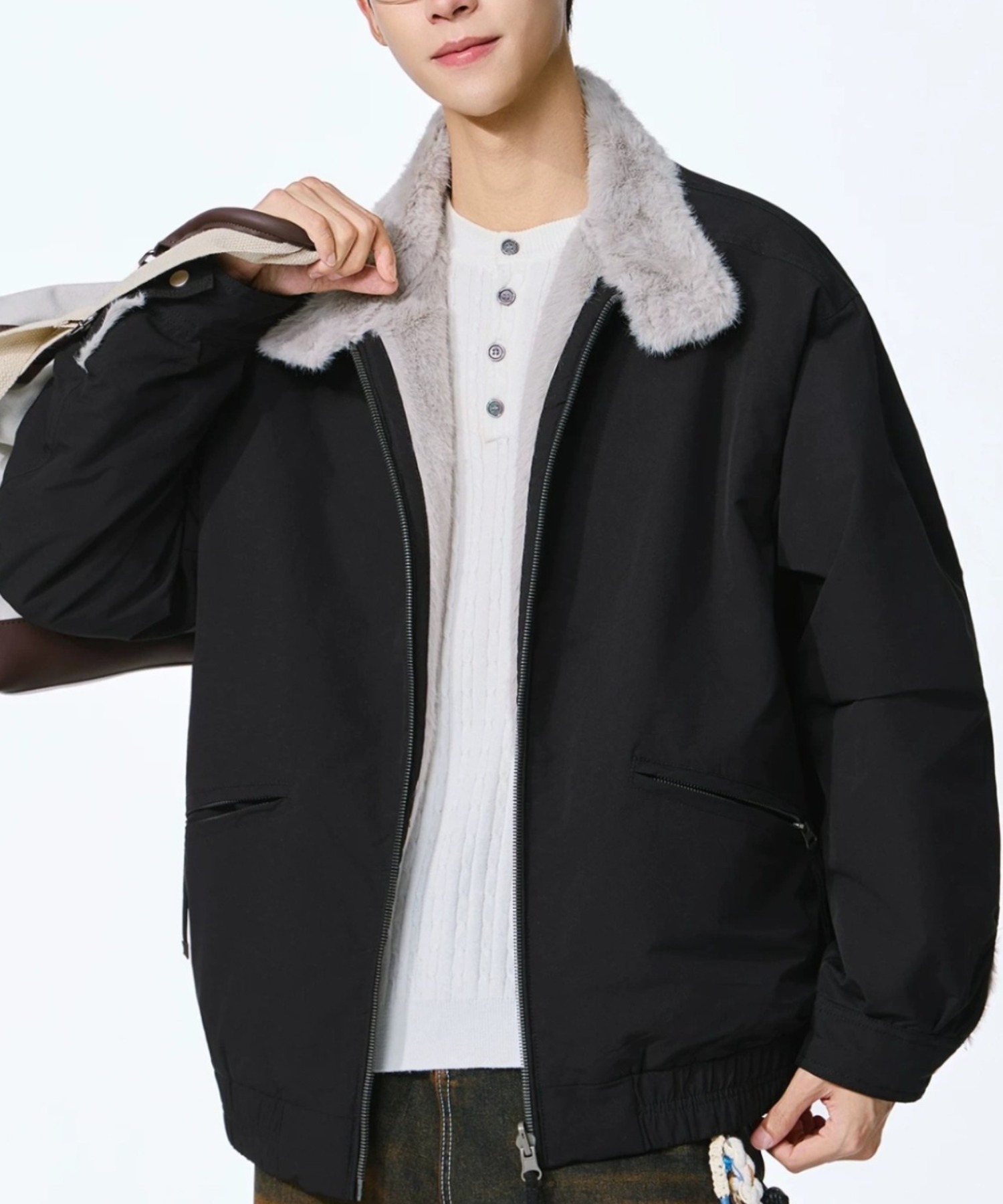 A'GEM/9 × .kom『ARULE/アルール』Boa Lined Stand Collar Zip Blouson