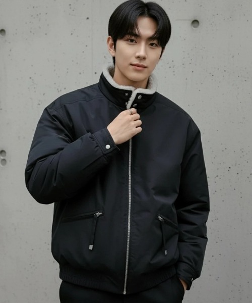 A'GEM/9 × .kom『ARULE/アルール』Boa Lined Stand Collar Zip Blouson