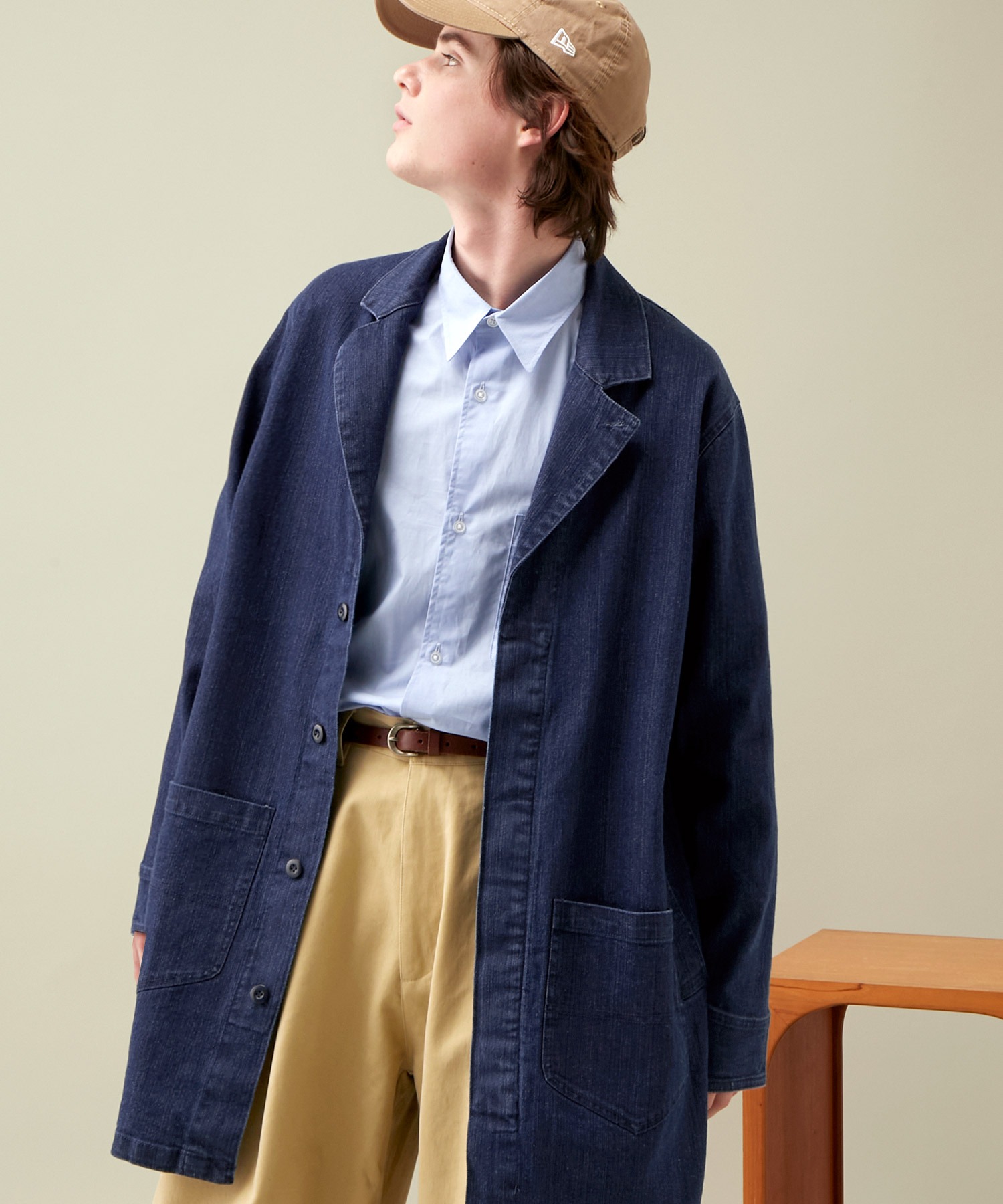 LINEN×COTTONストレッチデニムショップコート