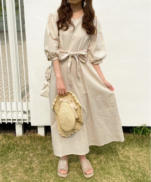 スクエアネック袖ボリュームワンピース Urban Tales Com