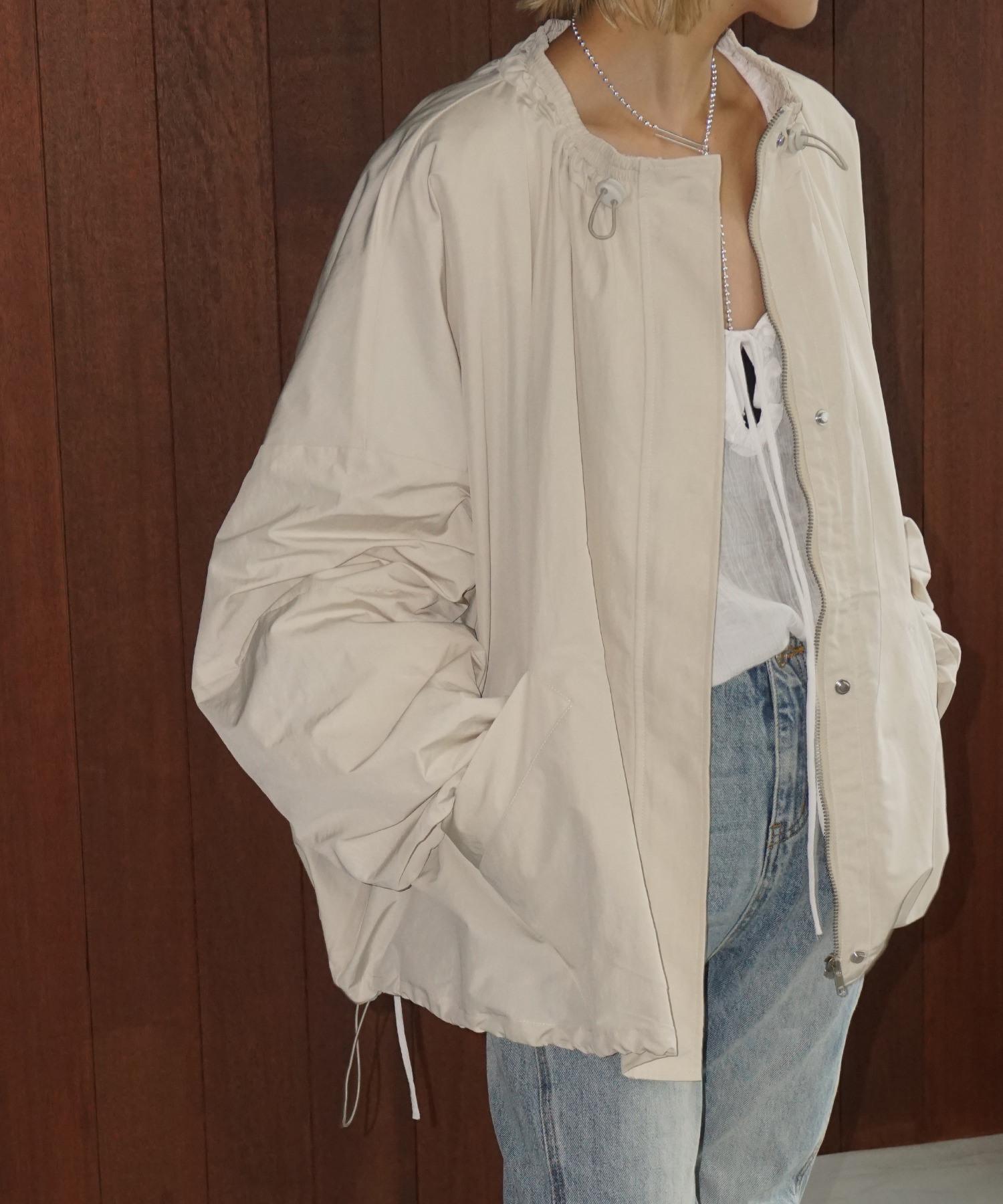 ギャザー ライトブルゾン chw25a048-ファッション通販サイト