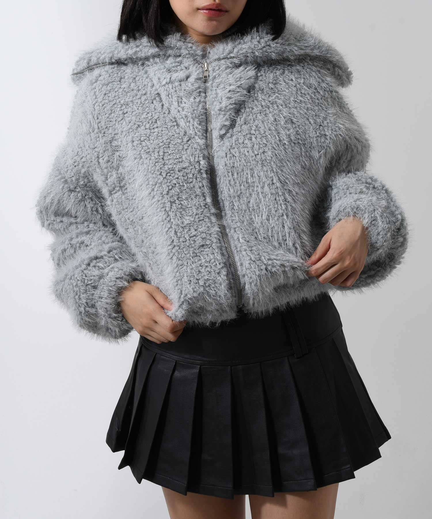 A'GEM/9 × .kom 『.kom/ドットケーオーエム』ファーZIPUPパーカー .KOM