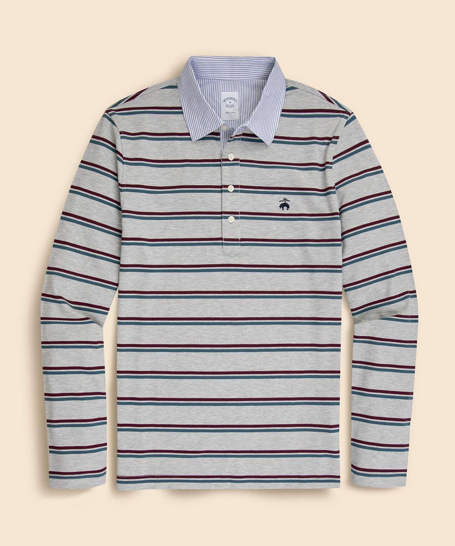 Stretch cotton GF лого — двойной слой, слим‑фит длинный рукав поло