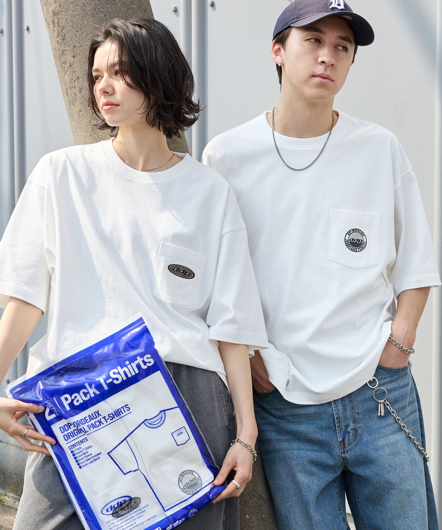 ddp/ディーディーピー 別注 2パック ロゴ刺繍 ルーズ 半袖Tシャツ MONO