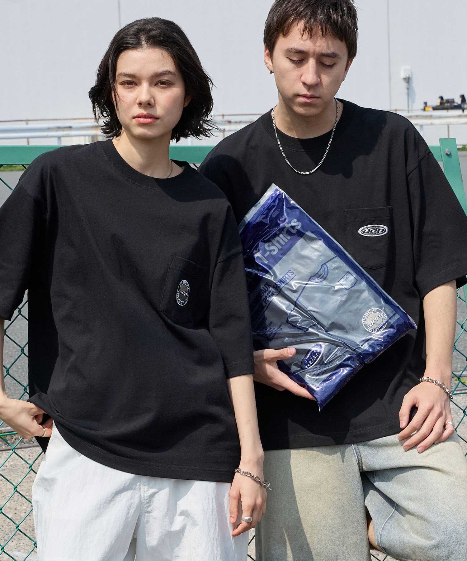 t まとめ買い 2点 ddp/ディーディーピー 別注 2パック ロゴ刺繍 ルーズ 半袖Tシャツ MONO