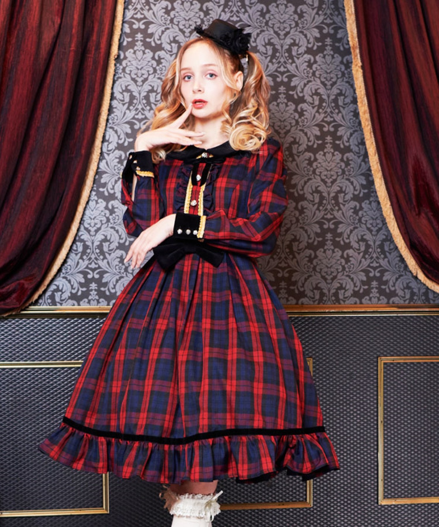 ボディライン 姫袖ドレス セットアップ 2点セット ゴスロリ　ロリータ 姫袖とたっぷりフリルのバイカラードレス | BODYLINE & LunaBelle