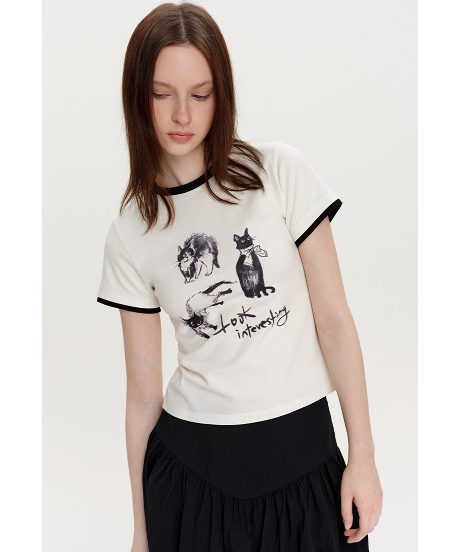キャットプリント リンガーTシャツ FX25S232【Fano Studios