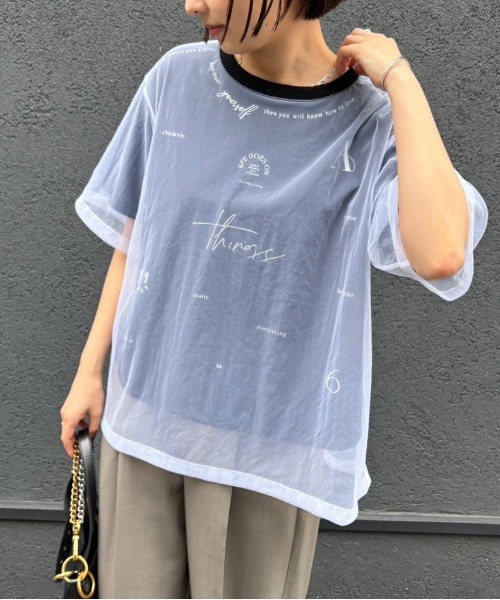 チュールレイヤードテキストロゴTシャツ Eimee Law│Eimee Law