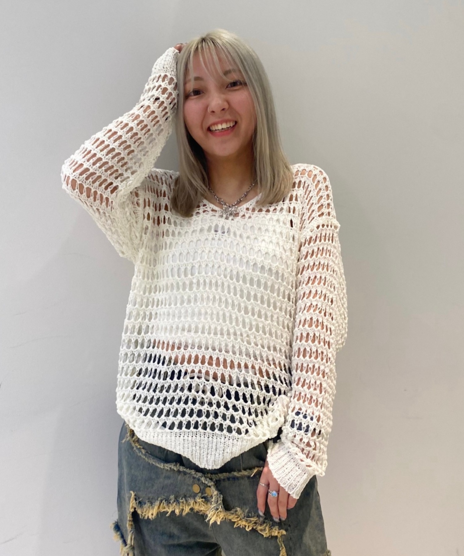 A'GEM/9 × .kom 『.KOM/ドットケーオーエム』メッシュルーズニット