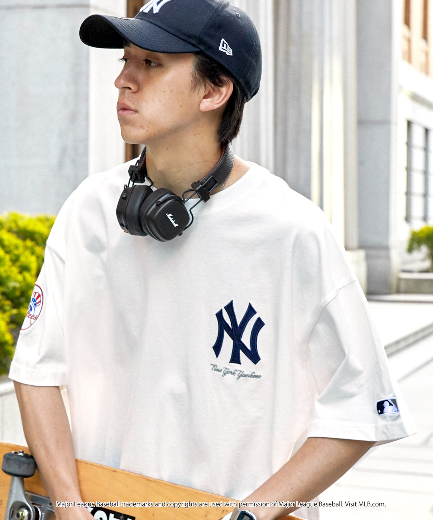 MLB/メジャーリーグベースボール 別注 ワッペン刺繍 ビッグシルエット半袖Tシャツ