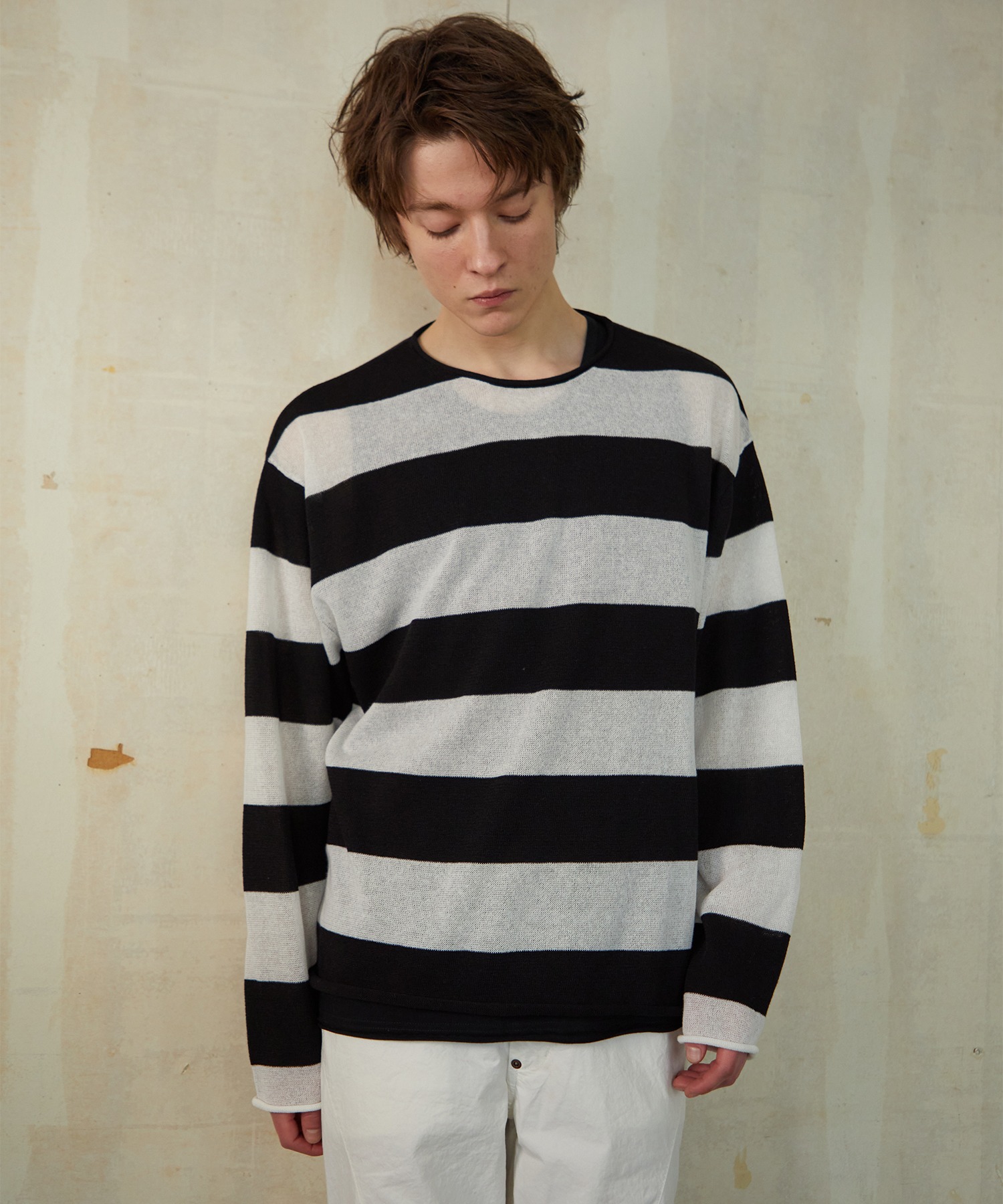 NUMBER (N)INE/ナンバーナイン SEE THROUGH STRIPED KNIT PULLOVER 