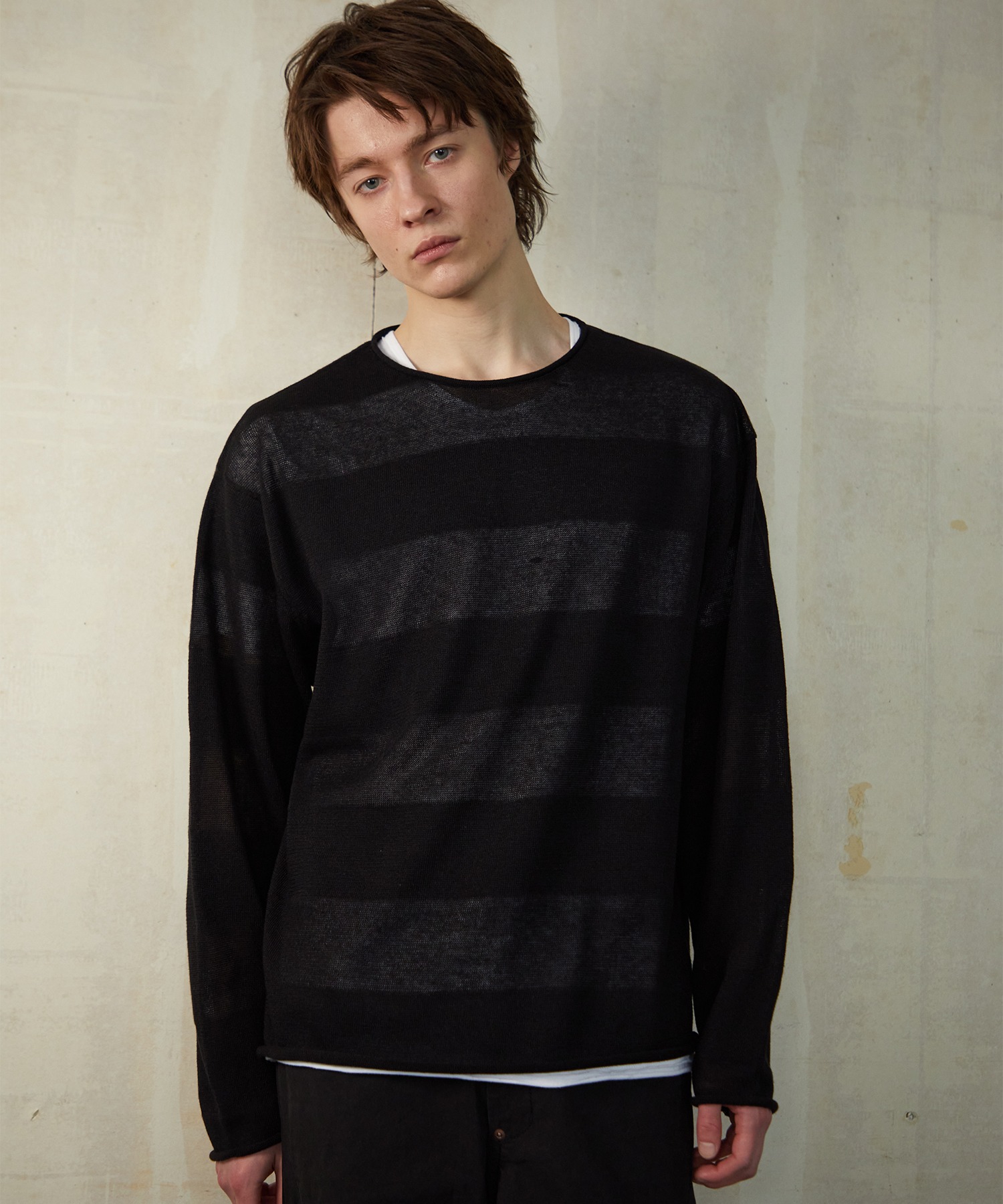 NUMBER (N)INE/ナンバーナイン SEE THROUGH STRIPED KNIT PULLOVER 