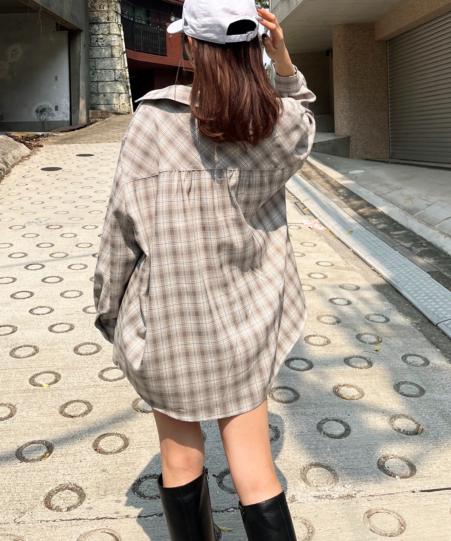 スパイラルガール SPIRALGIRL オーバーチェックシャツ （グレー系） スパイラルガール SPIRALGIRL オーバーチェックシャツ （グレー