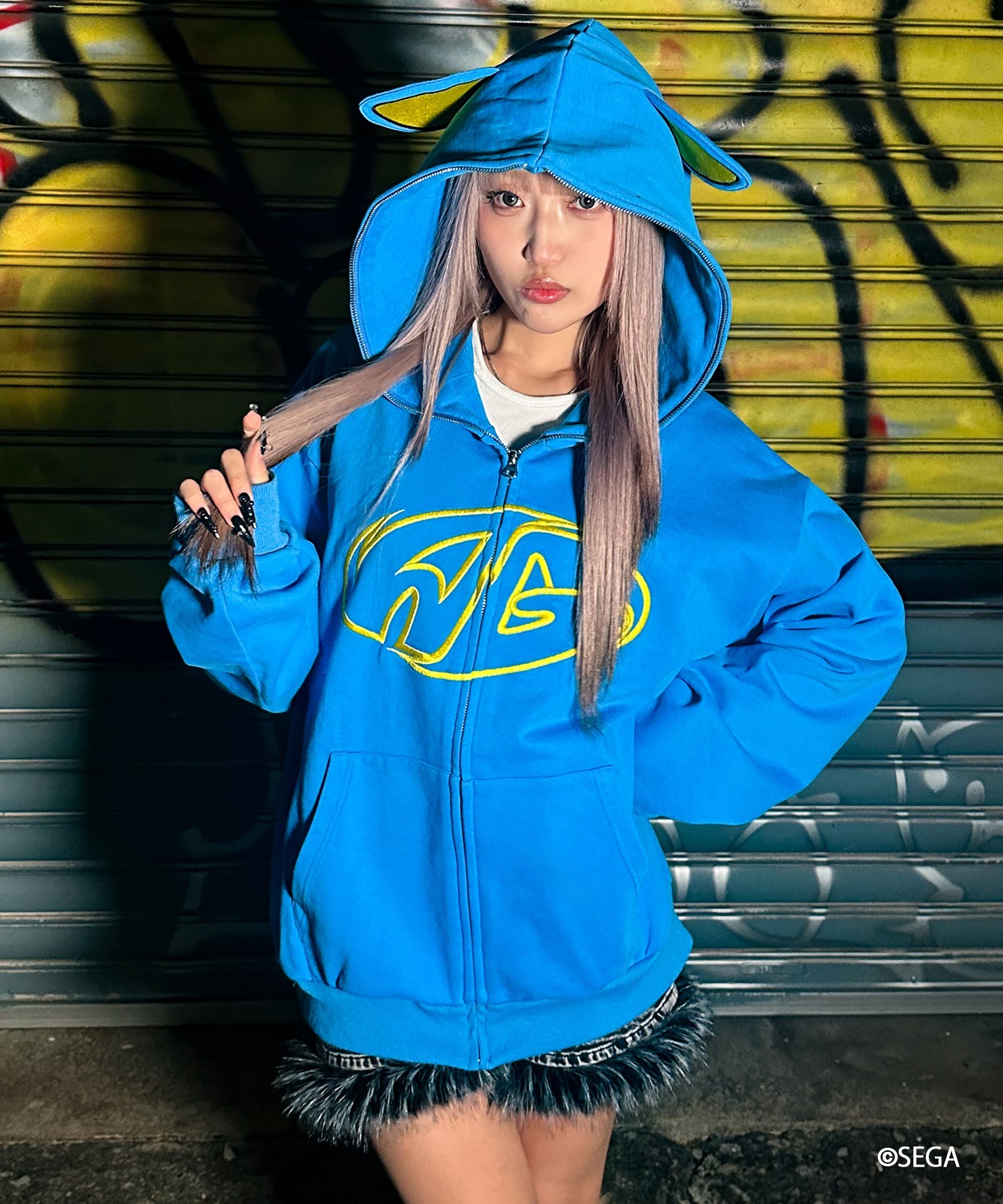 美品✨ カールヘルム ジップアップ パーカー ジャケット シアサッカー生地 A'GEM/9 × .kom 『A'gem/エージェム』 METAL SONIC ZIP UP HOODIE