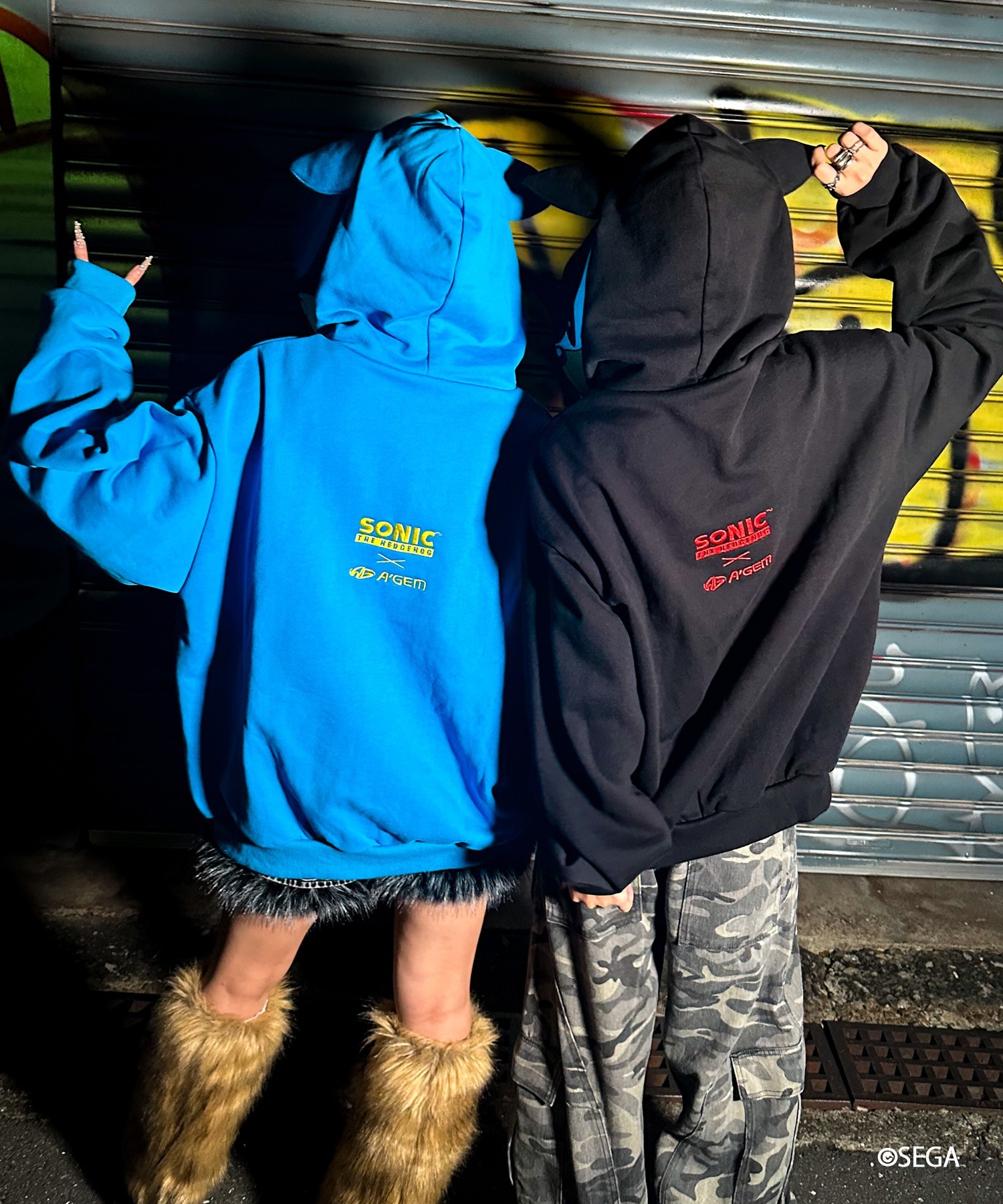 シャドウ　A'GEM ソニックコラボ　フルジップアップパーカー A'GEM/9 × .kom 『A'gem/エージェム』SONIC ZIP UP HOODIE /ソニック