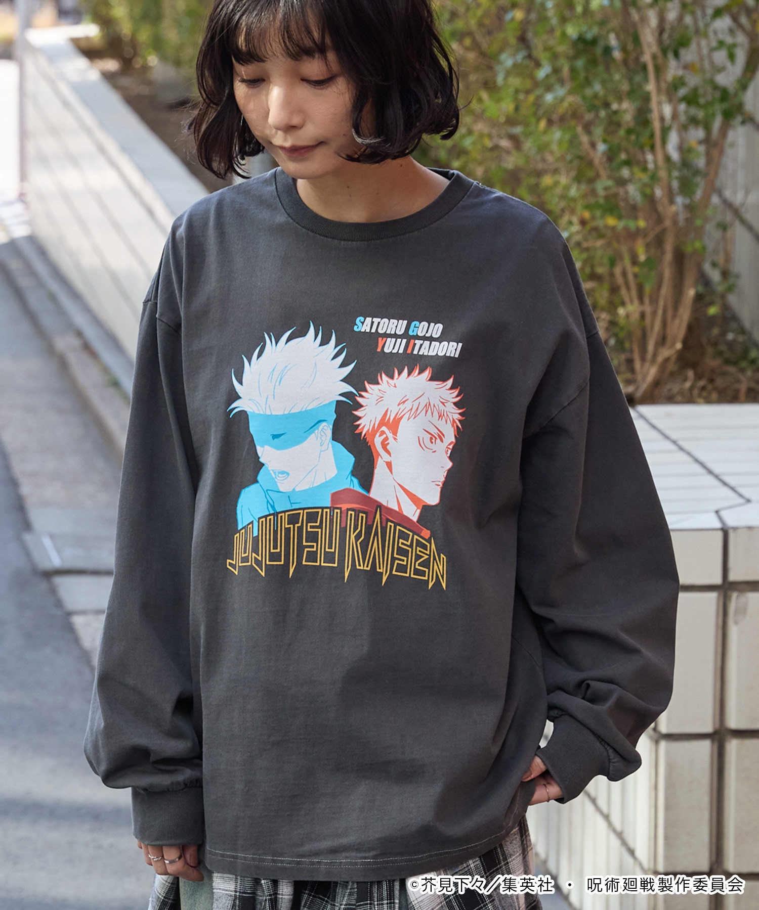 呪術廻戦】別注 ピグメント加工 オーバーサイズ プリント 長袖 Tシャツ