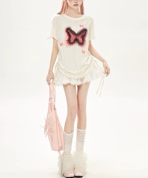tシャツ 「.KOM/ドットケーオーエム」バタフライトップス「Y」「CN」 レディース メンズ A'GEM/9 × .kom 『.KOM/ドットケーオーエム』 バタフライ長袖