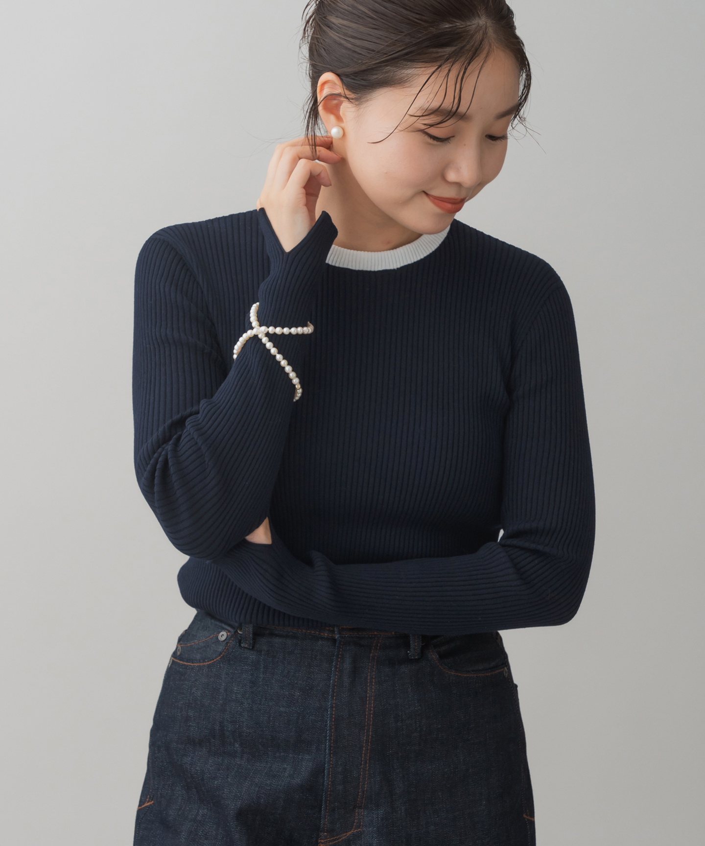 IENA ホールリブ 襟付きプルオーバー ニット 25SS 2way フリー 中古・古着通販】IENA (イエナ) ホールリブ 襟付きプルオーバー