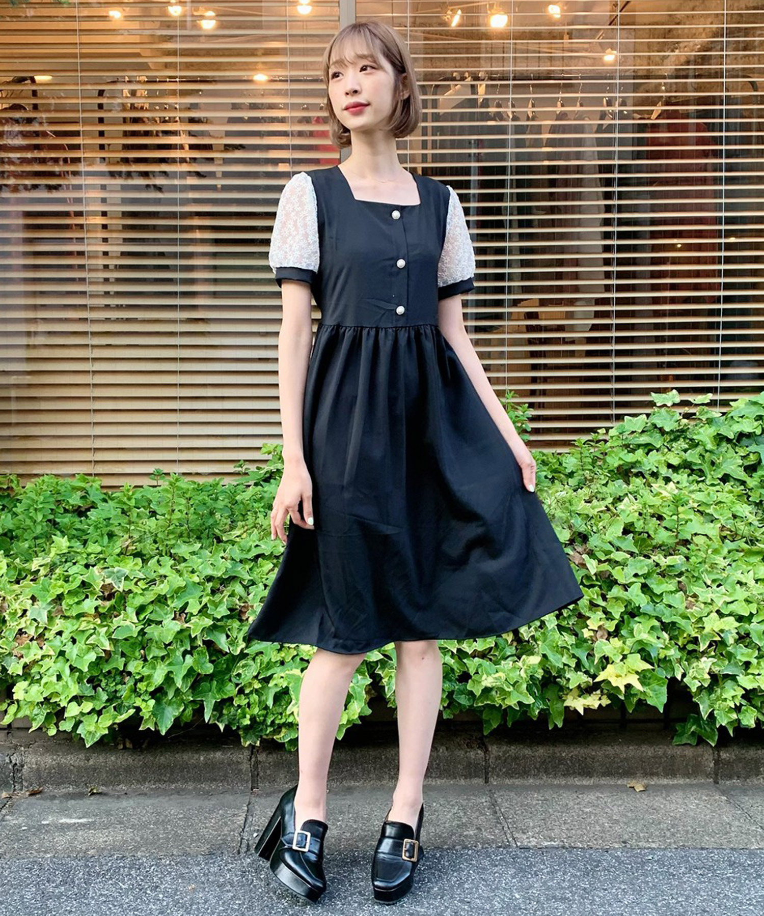 Titty Co Petit 袖レース切替えワンピース Titty Co Petit Titty Co Online Store ティティーアンドコーオンラインストア