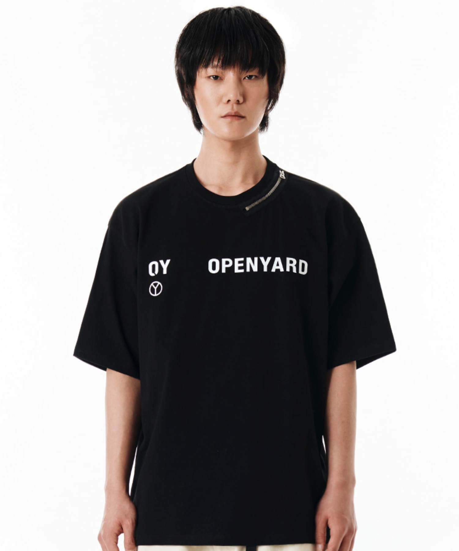 OY/オーワイ』 ROUND NECK ZIPPER LOGO/ネックZIPロゴ Tシャツ 半袖 ...