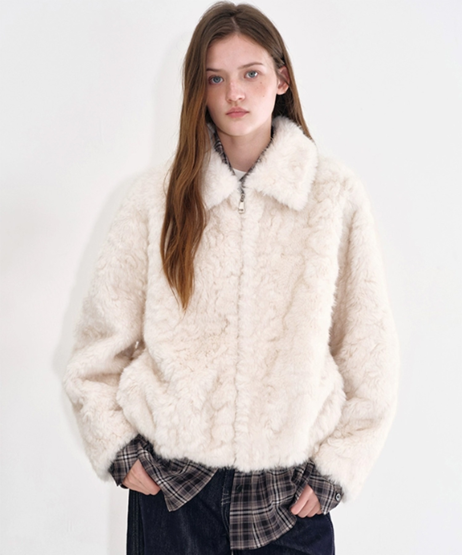 フロントジップ フェイクファージャケット FD25W207【Fano Studios