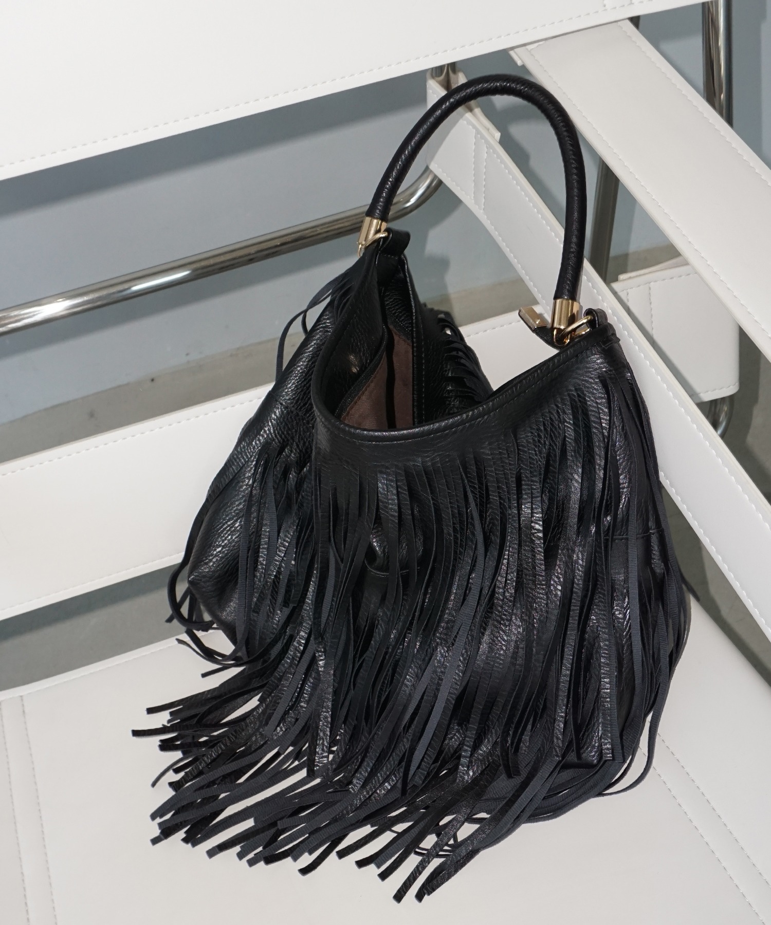 レザーライク フリンジショルダーバッグ cha25a002-ファッション通販