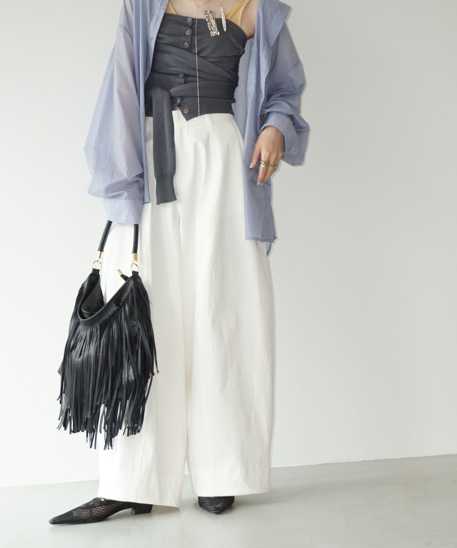 レザーライク フリンジショルダーバッグ cha25a002-ファッション通販